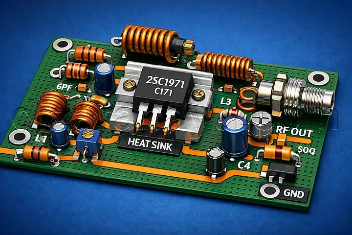 Rangkaian Driver FM Transistor C1971: Skema, Tips, & Trik Optimasi 1 rangkaian driver fm c1971 lengkap dengan komponen dan heatsink