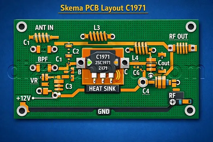 Rangkaian Driver FM Transistor C1971: Skema, Tips, & Trik Optimasi 2 skema pcb layout rangkaian driver fm c1971 sederhana