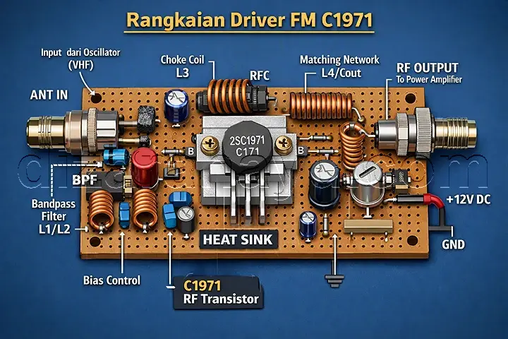 Rangkaian Driver FM Transistor C1971: Skema, Tips, & Trik Optimasi 4 tampilan 3d board rakitan rangkaian driver fm c1971 5 watt