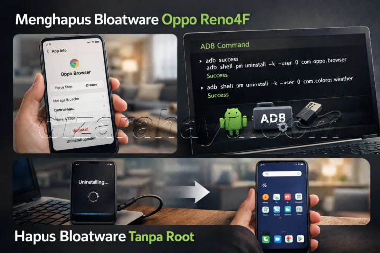 Hapus bloatware Oppo Reno4F tanpa root dengan ADB Proses uninstall aplikasi bawaan Oppo Reno4F menggunakan ADB