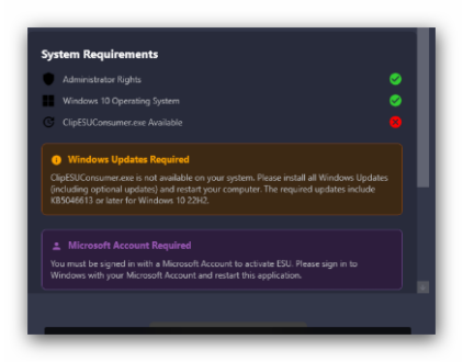 Windows 10 ESU Extended Security Updates (ESU)