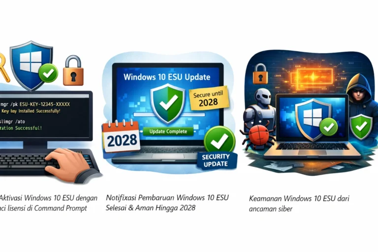 Keamanan Windows 10 ESU dari ancaman siber.